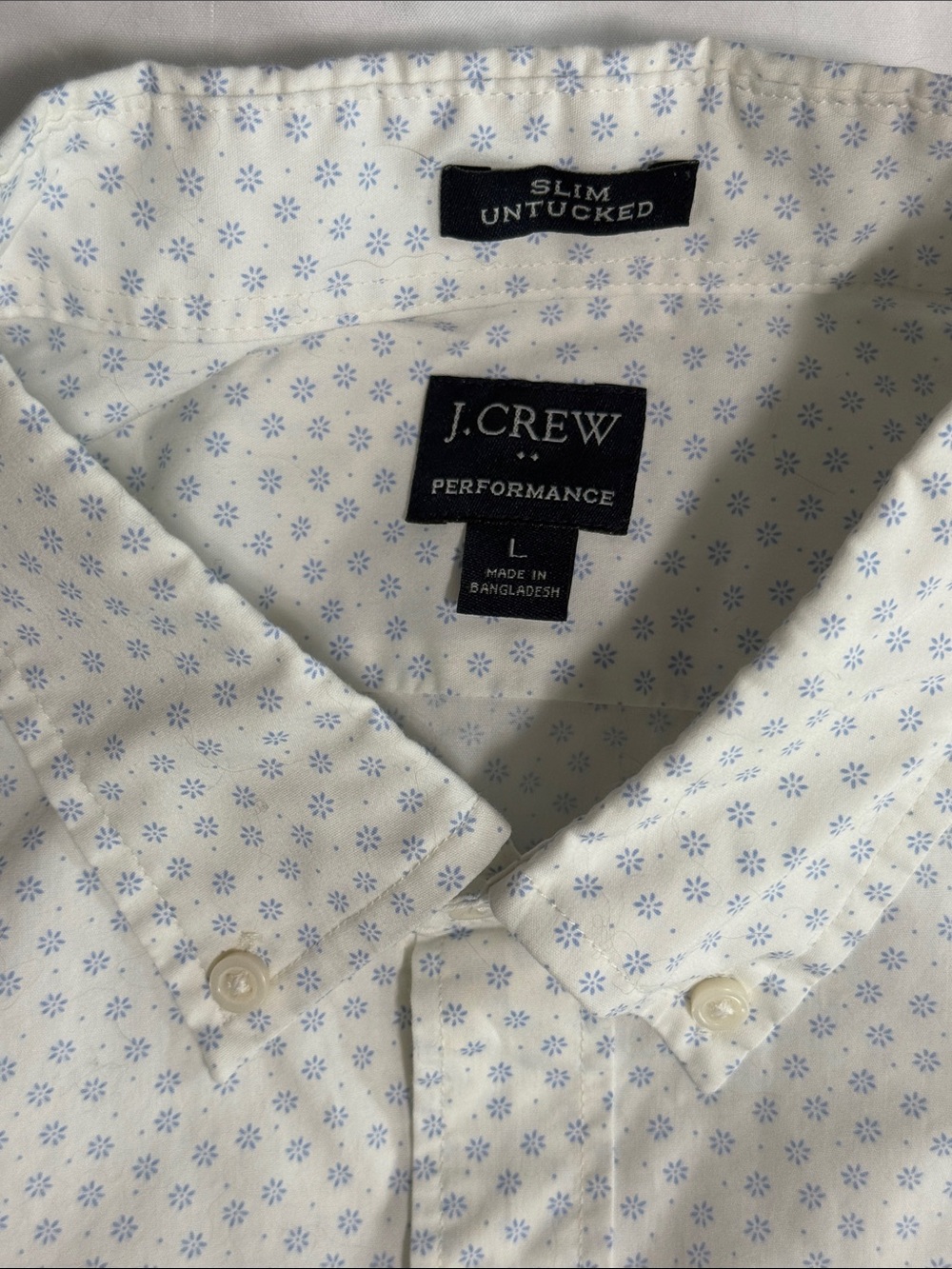 J. Crew White Button-Down Shirt with Subtle Microprint - Picture 5 of 6
